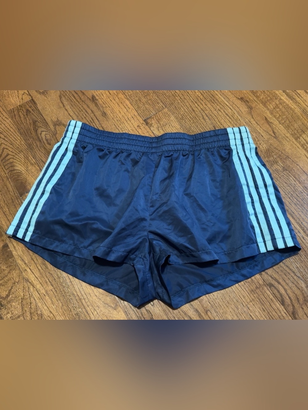 Edikted Navy Shorts with Light Blue Side Stripes